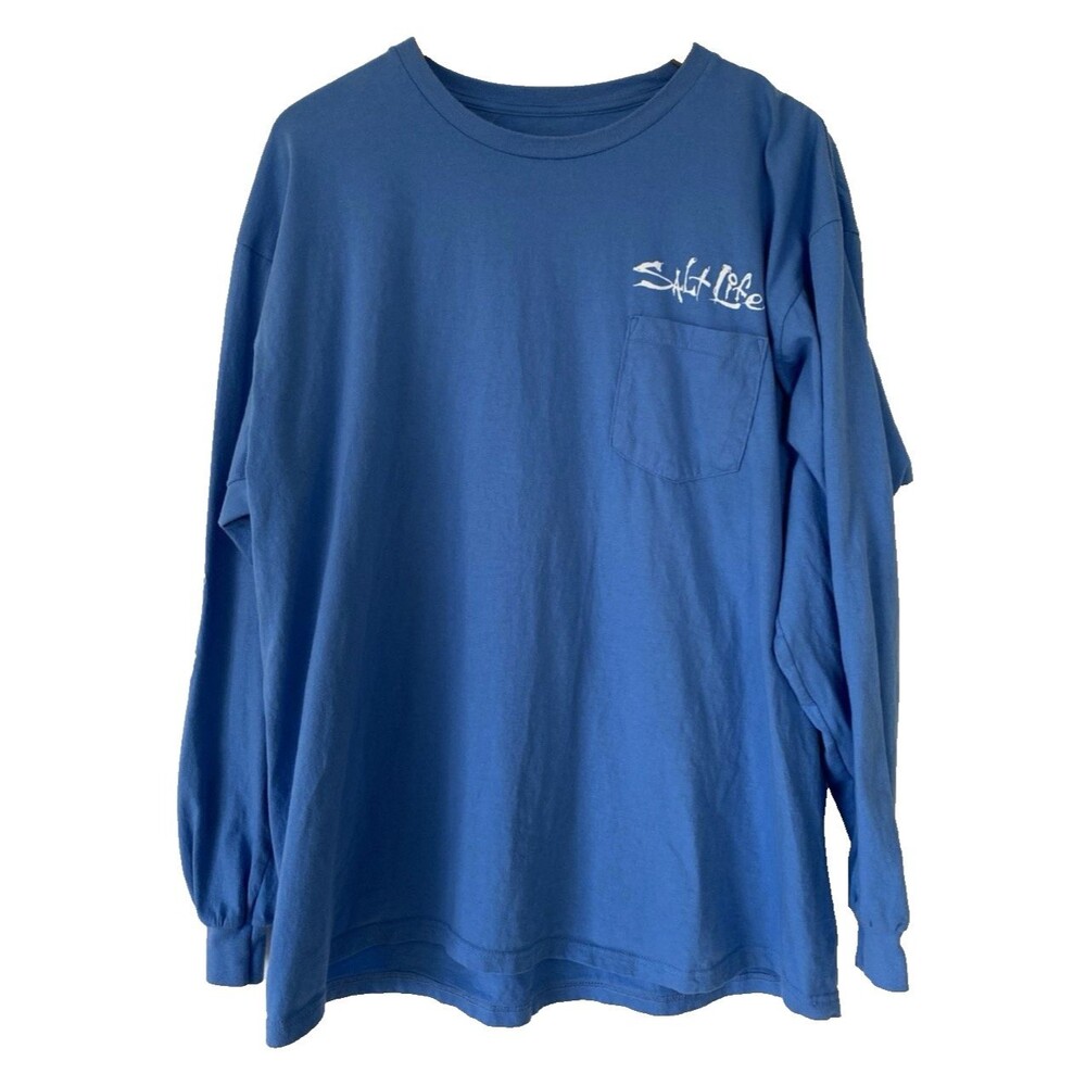 Salt Life Fishing Outdoor "Hook, Line and Sinker" Long Sleeve Tee X-Large Blue